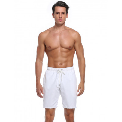 Bílé pánské polyesterové plavky bez potisku RELLECIGA